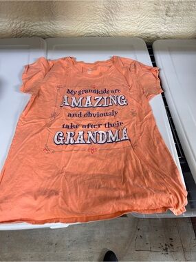 Girls' Orange Grandma' Graphic Short Sleeve Tee
